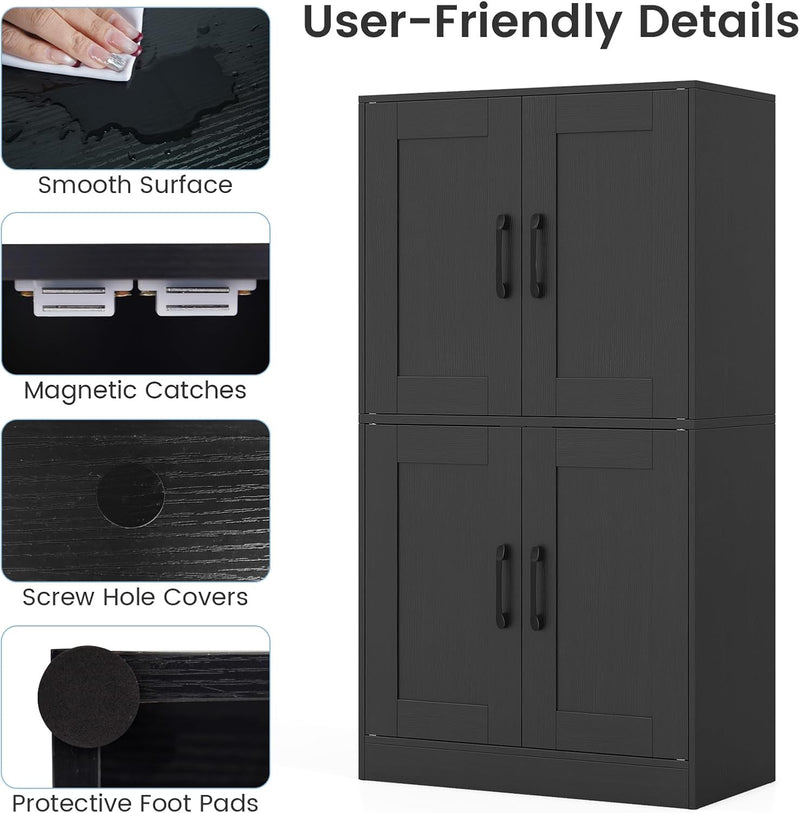 Kitchen Cupboard Wooden Buffet Pantry Cabinet with 17