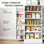 Kitchen Cupboard Wooden Buffet Pantry Cabinet with 17