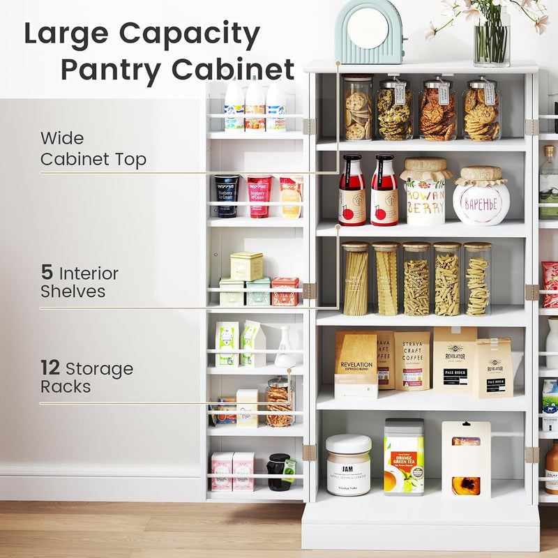 Kitchen Cupboard Wooden Buffet Pantry Cabinet with 17
