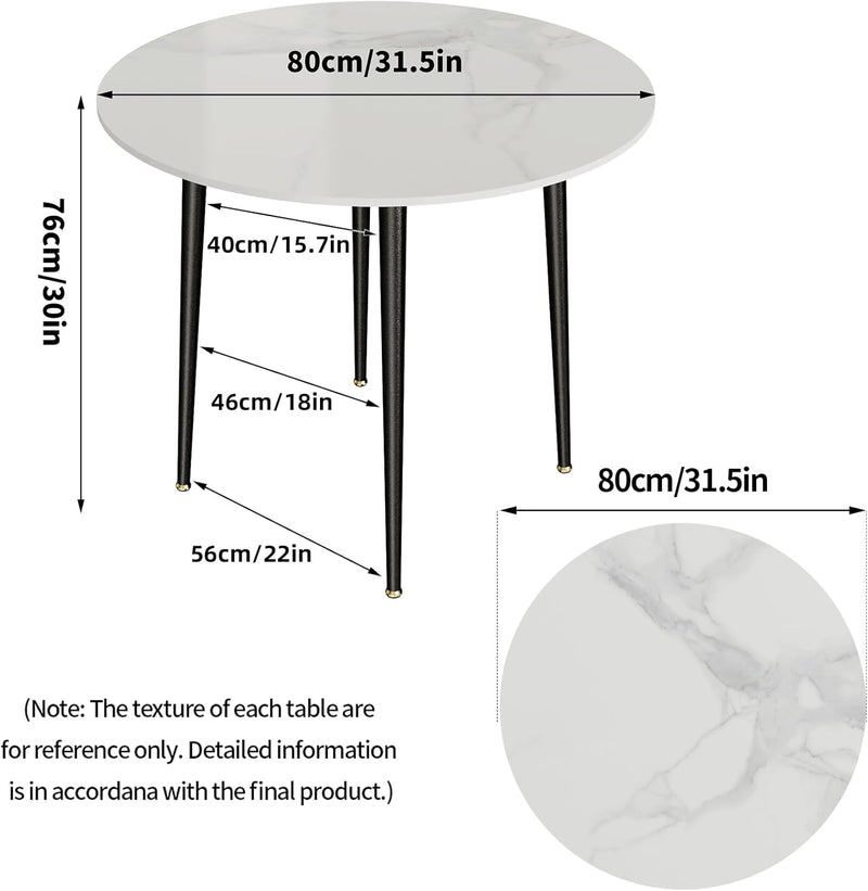 Kitchen Dining Table Marble Tabletop: Round 80CM Modern