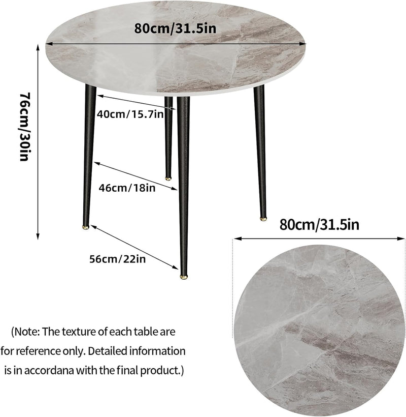 Kitchen Dining Table Marble Tabletop: Round 80CM Modern