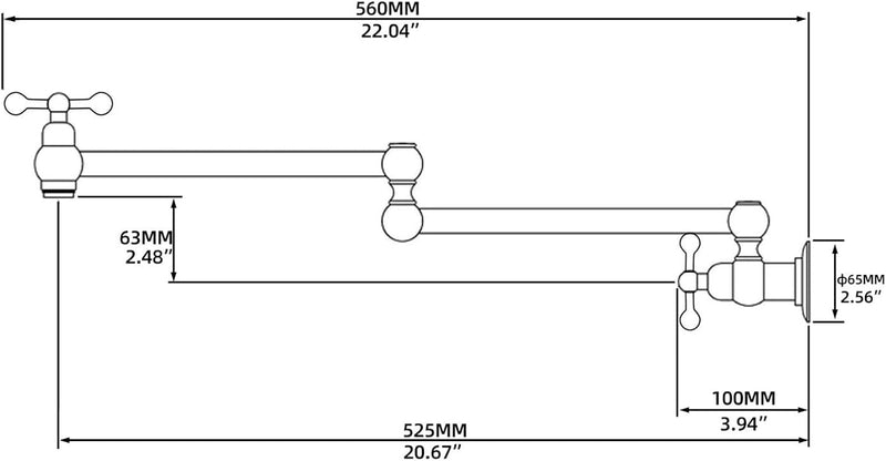 Kitchen Faucet Single Hole Wall Mount Pot Filler