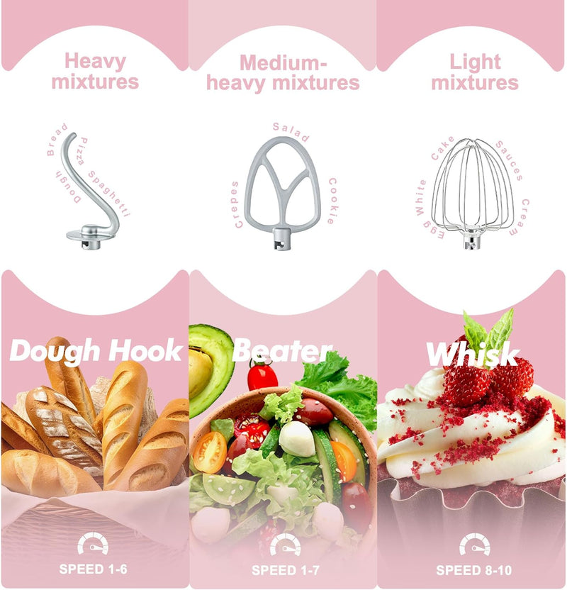 Stand Mixer 4.5L+5L Two Bowls Food for Baking