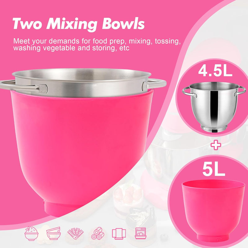 Stand Mixer 4.5L+5L Two Bowls Food for Baking