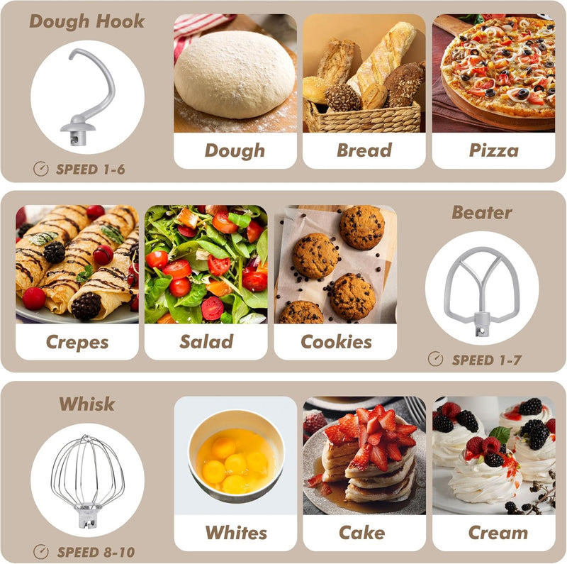 Stand Mixer 4.5L+5L Two Bowls Food for Baking