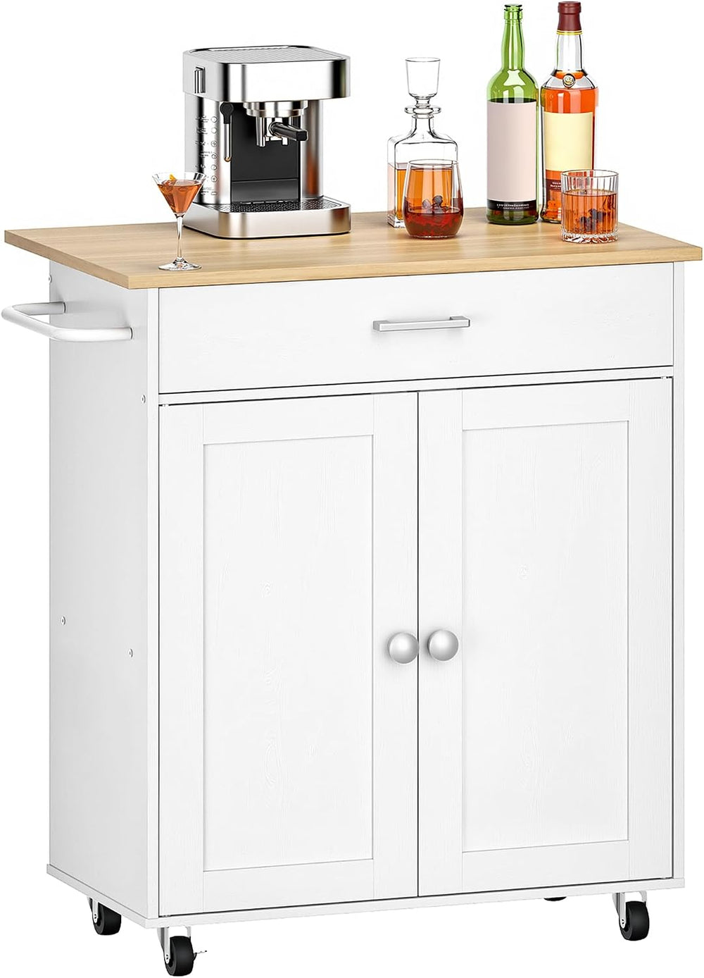 Kitchen Island Farmhouse Cart with One Double Cabinet