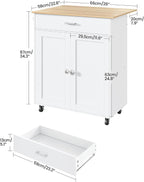 Kitchen Island Farmhouse Cart with One Double Cabinet