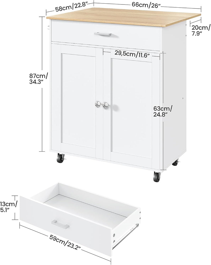 Kitchen Island Farmhouse Cart with One Double Cabinet