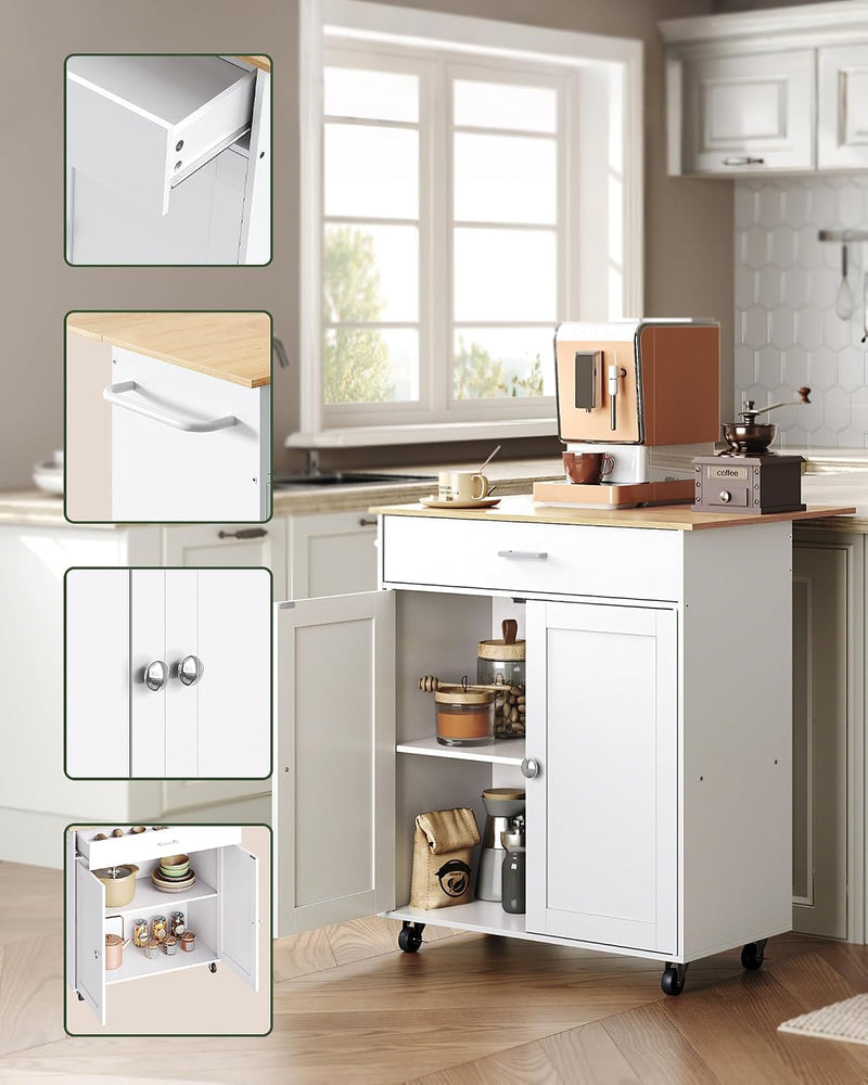 Kitchen Island Farmhouse Cart with One Double Cabinet