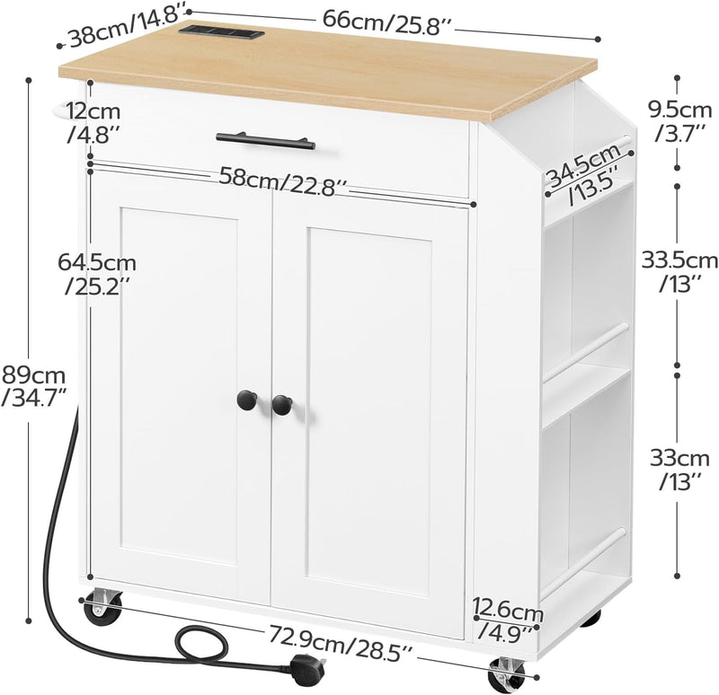 Kitchen Island on Wheels Rolling Storage Trolley