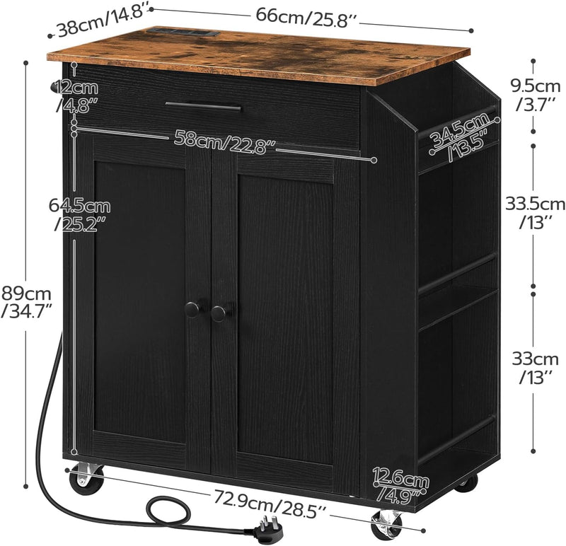 Kitchen Island on Wheels Rolling Storage Trolley
