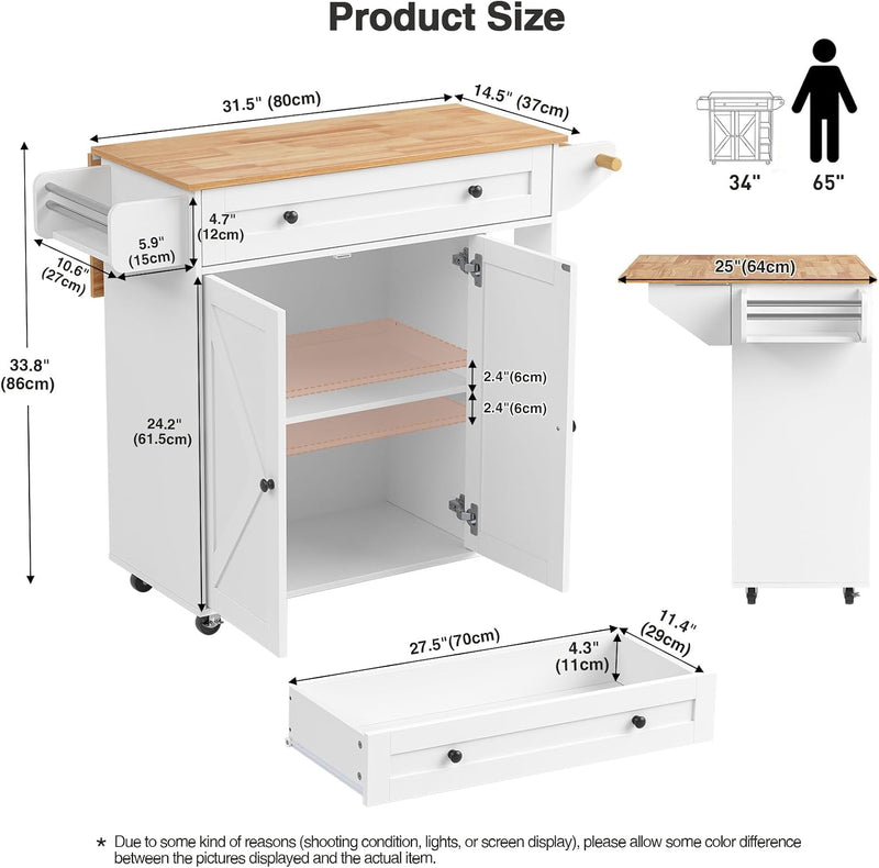 Kitchen Island with Drawers on Wheels Rolling Cart