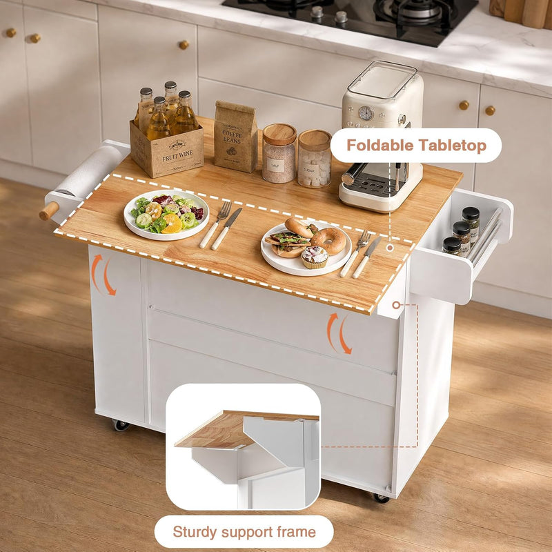 Kitchen Island with Drawers on Wheels Rolling Cart