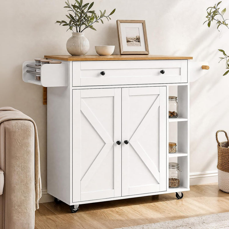 Kitchen Island with Drawers on Wheels Rolling Cart