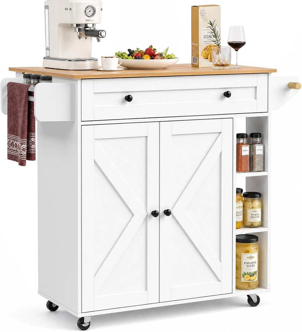 Kitchen Island with Drawers on Wheels Rolling Cart