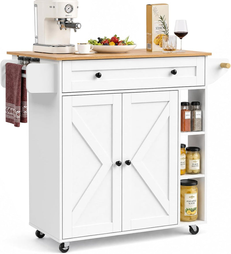 Kitchen Island with Drawers on Wheels Rolling Cart