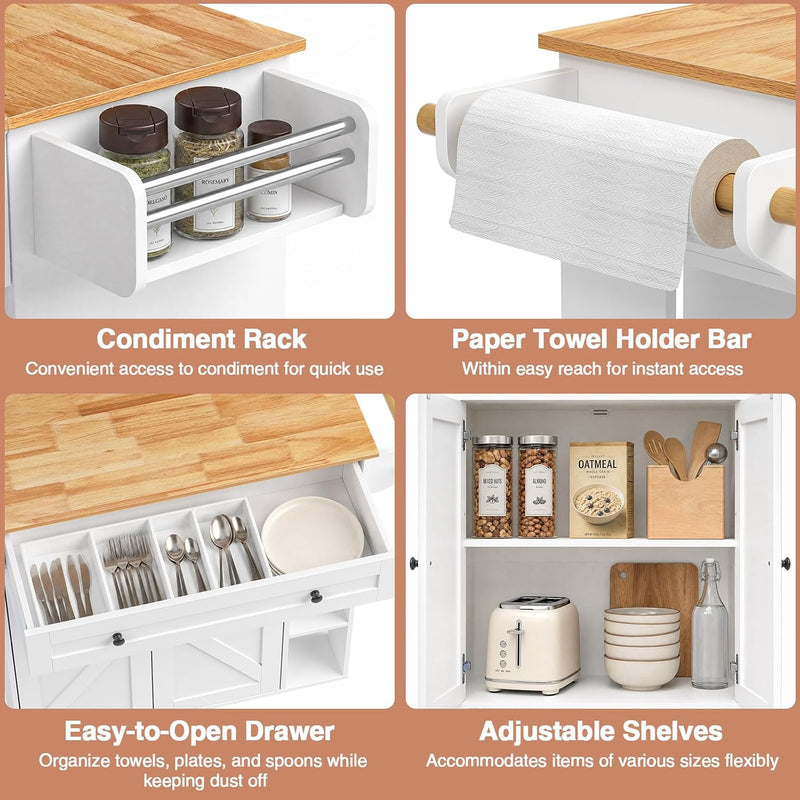 Kitchen Island with Drawers on Wheels Rolling Cart