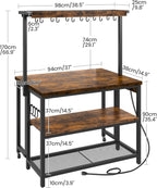 Kitchen Island with Power Outlet Table Folding Top