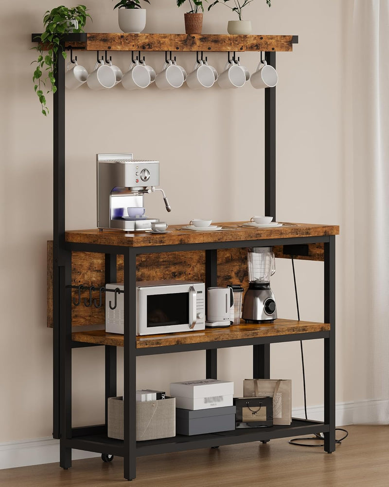Kitchen Island with Power Outlet Table Folding Top