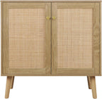 Kitchen Sideboard Storage Cabinet with 2 Doors Rattan