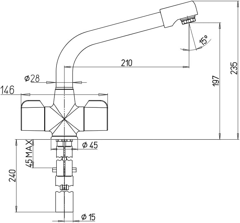 Kitchen Sink Mixer Tap with Swivel Spout Twin