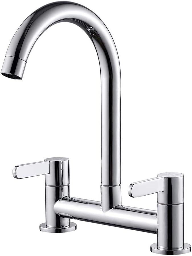 Kitchen Sink Mixer Taps 2 Hole Faucet Swivel