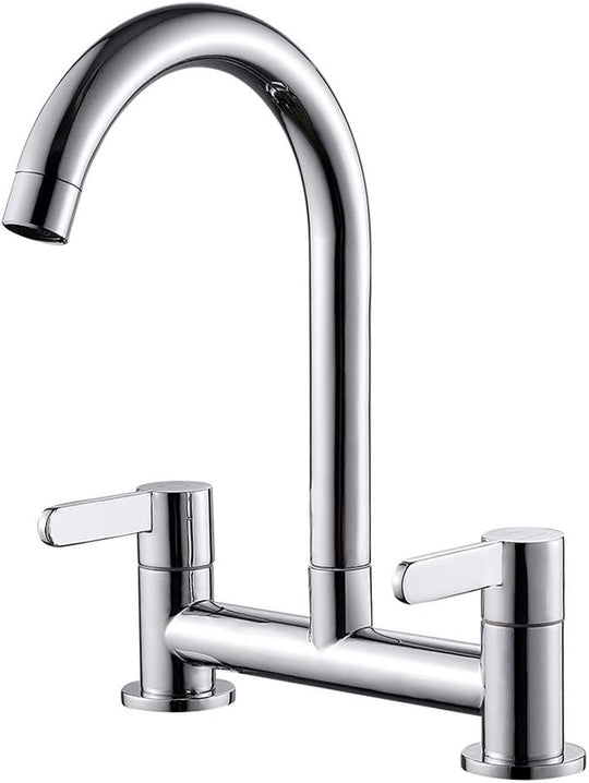 Kitchen Sink Mixer Taps 2 Hole Faucet Swivel