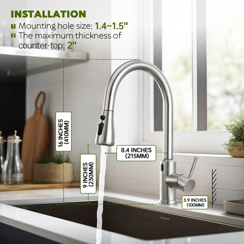 Kitchen Sink Tap Touchless Sensor with Pull Out