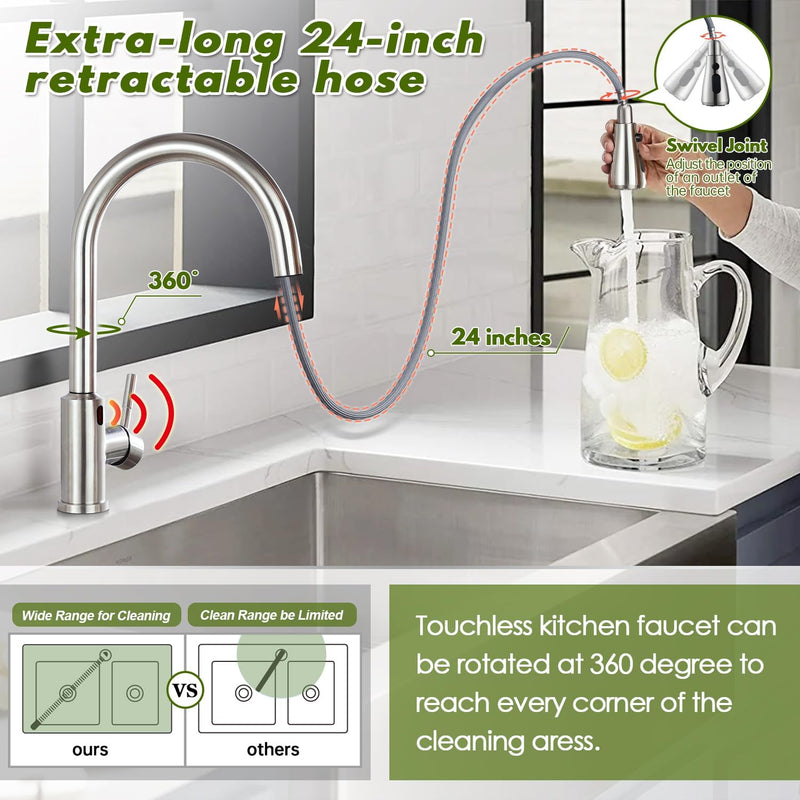 Kitchen Sink Tap Touchless Sensor with Pull Out