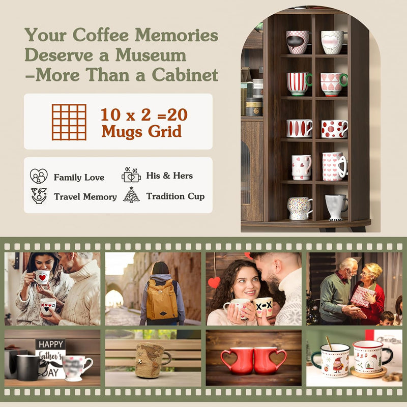 Kitchen Storage Cupboard with Mug Holder Display