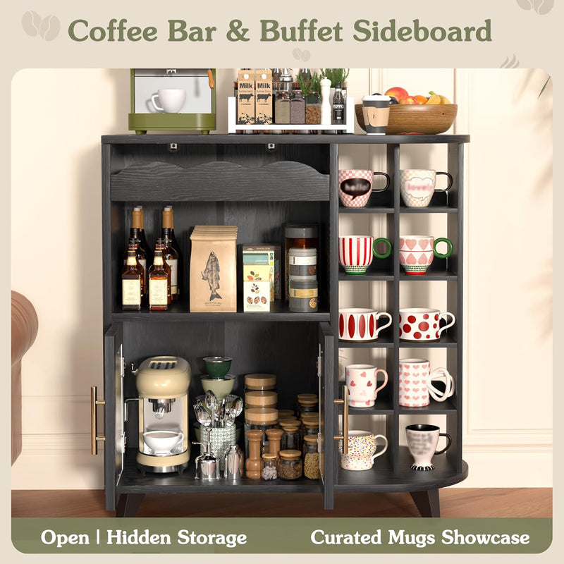 Kitchen Storage Cupboard with Mug Holder Display