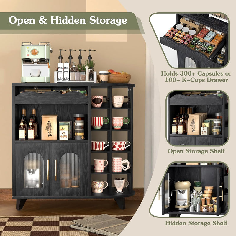 Kitchen Storage Cupboard with Mug Holder Display
