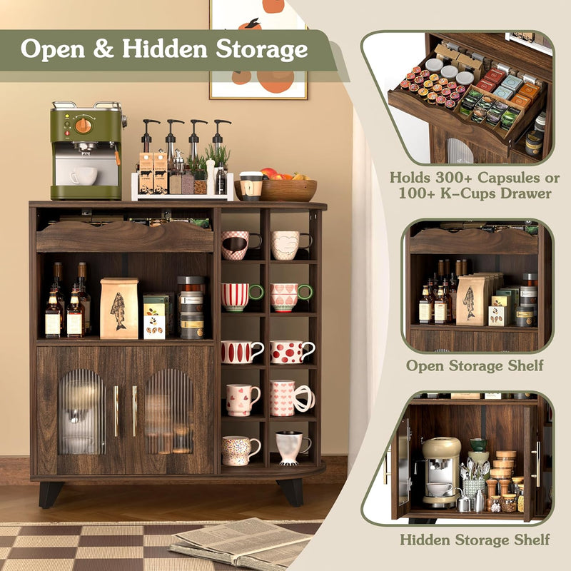 Kitchen Storage Cupboard with Mug Holder Display