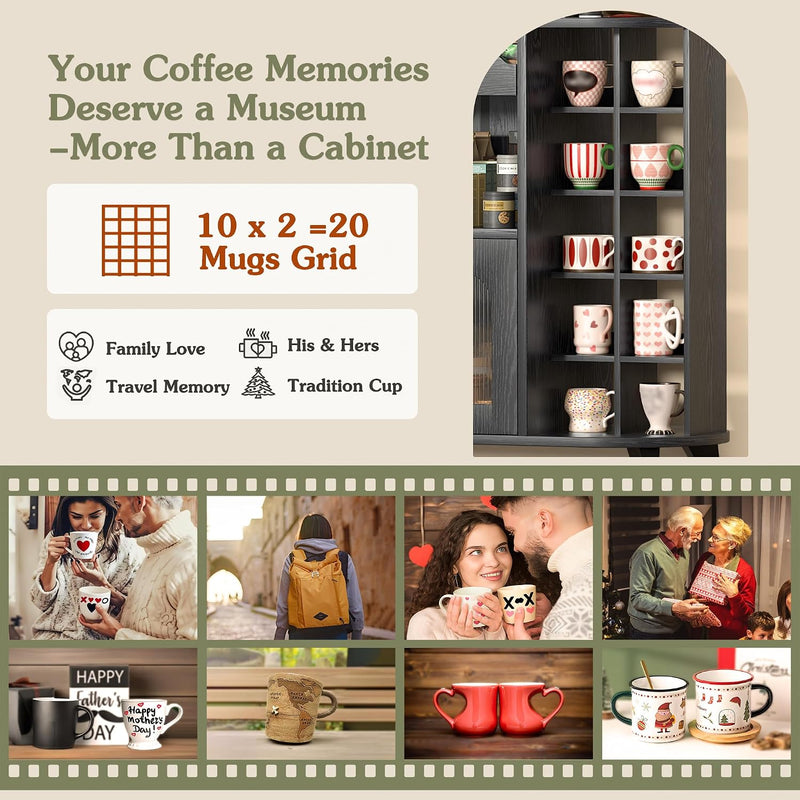 Kitchen Storage Cupboard with Mug Holder Display