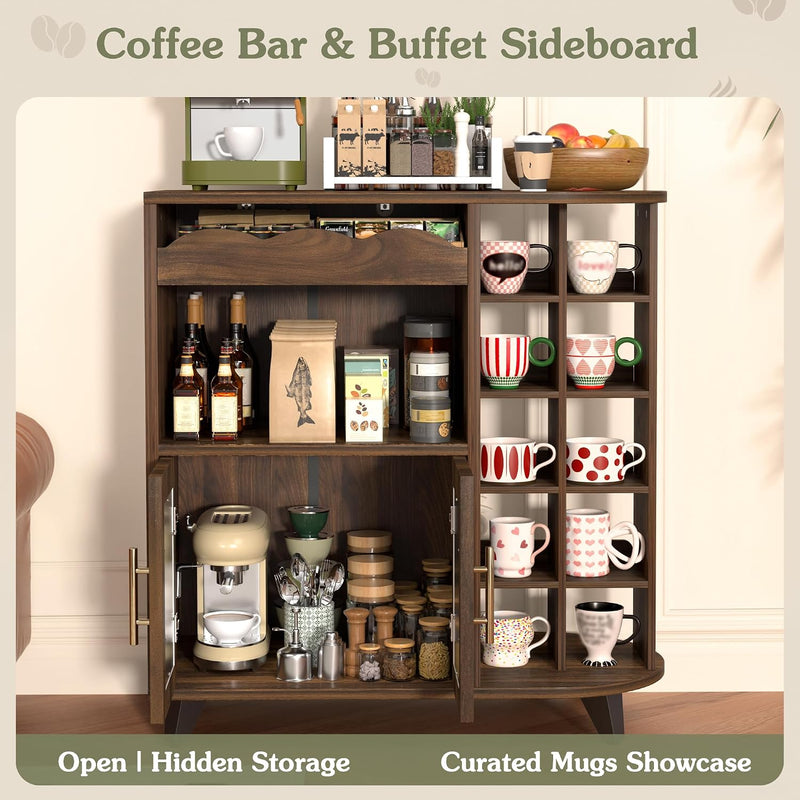 Kitchen Storage Cupboard with Mug Holder Display