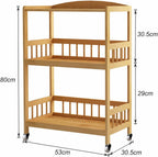 Kitchen Storage Trolley Cart 3 Tiers Bamboo