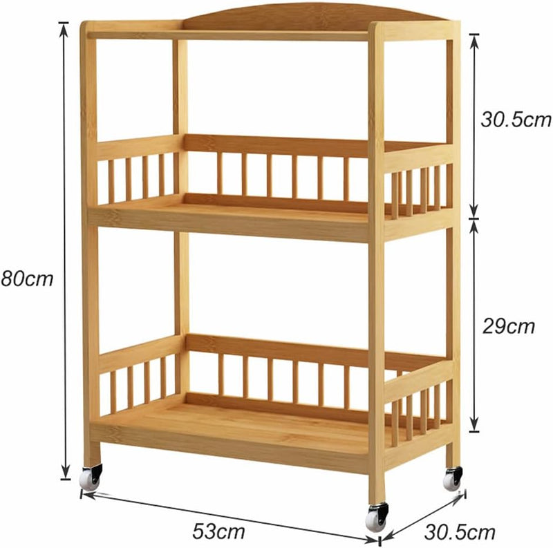 Kitchen Storage Trolley Cart 3 Tiers Bamboo