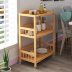 Kitchen Storage Trolley Cart 3 Tiers Bamboo
