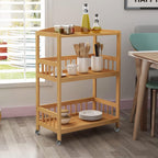 Kitchen Storage Trolley Cart 3 Tiers Bamboo