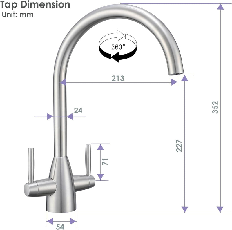 Kitchen Tap Stainless Steel Sink Mixer Taps Monobloc