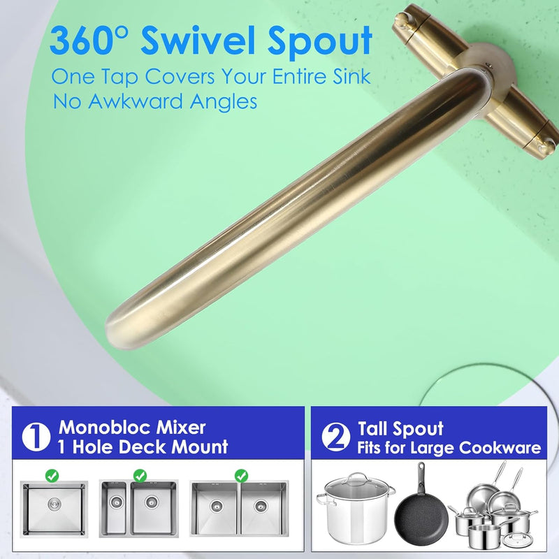 Kitchen Tap Stainless Steel Sink Mixer Taps Monobloc