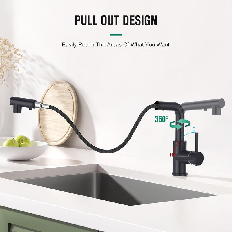 Kitchen Tap with 3 Function Sprayer Pull Out