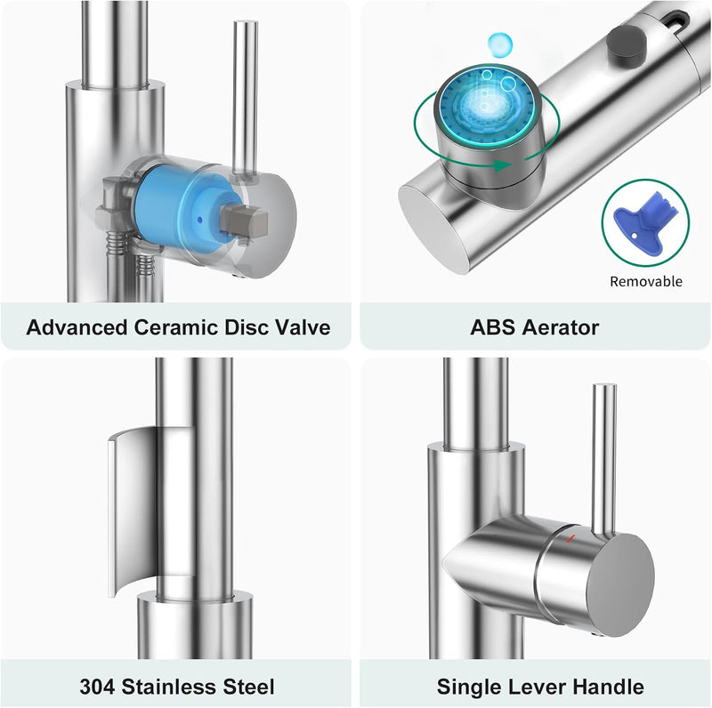 Kitchen Tap with 3 Function Sprayer Pull Out