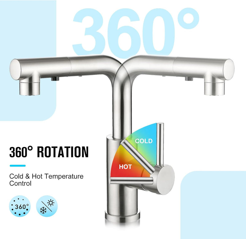 Kitchen Tap with 3 Function Sprayer Pull Out