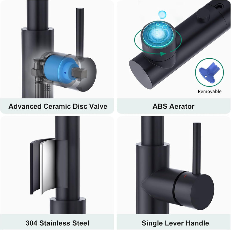 Kitchen Tap with 3 Function Sprayer Pull Out