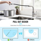 Kitchen Tap with 3 Function Sprayer Pull Out