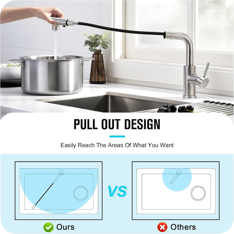 Kitchen Tap with 3 Function Sprayer Pull Out