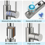 Kitchen Tap with 3 Function Sprayer Pull Out