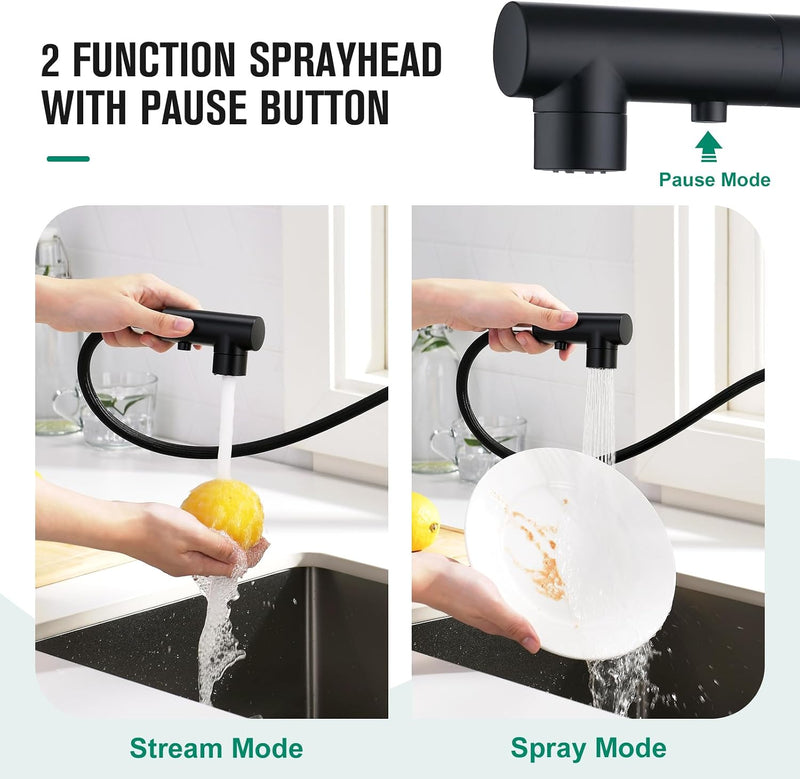 Kitchen Tap with 3 Function Sprayer Pull Out