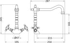 Kitchen Tap with Dual Crosshead Handles Mono Mixer